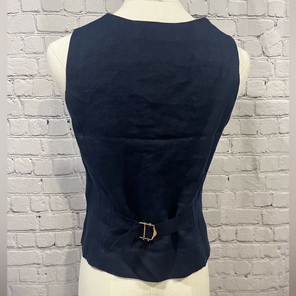 J. Crew NWT Women's 2025 Navy Linen Blend Button
Front Vest size 4 - Picture 3 of 6